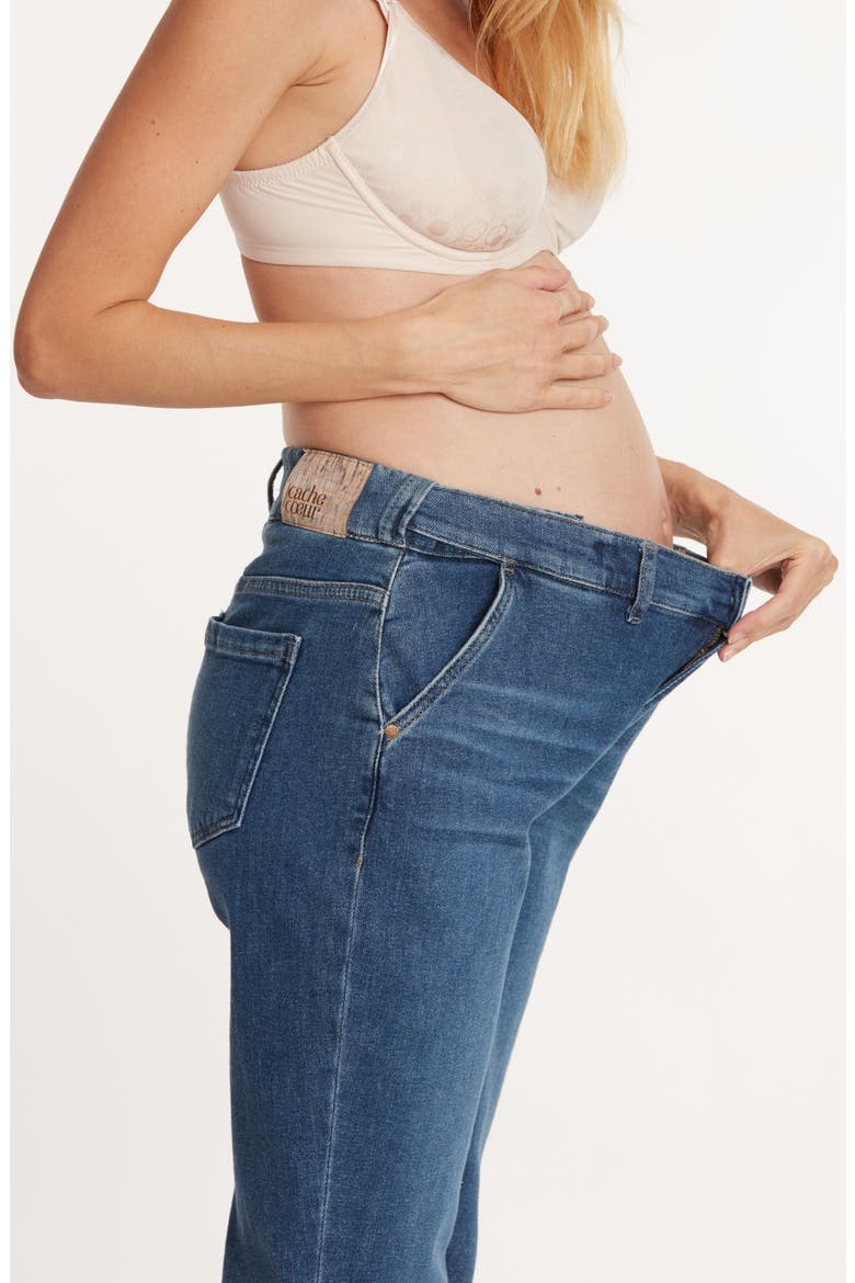Carrie Mom fit maternity and post partum jeans, Alternate, color, MID BLUE USED