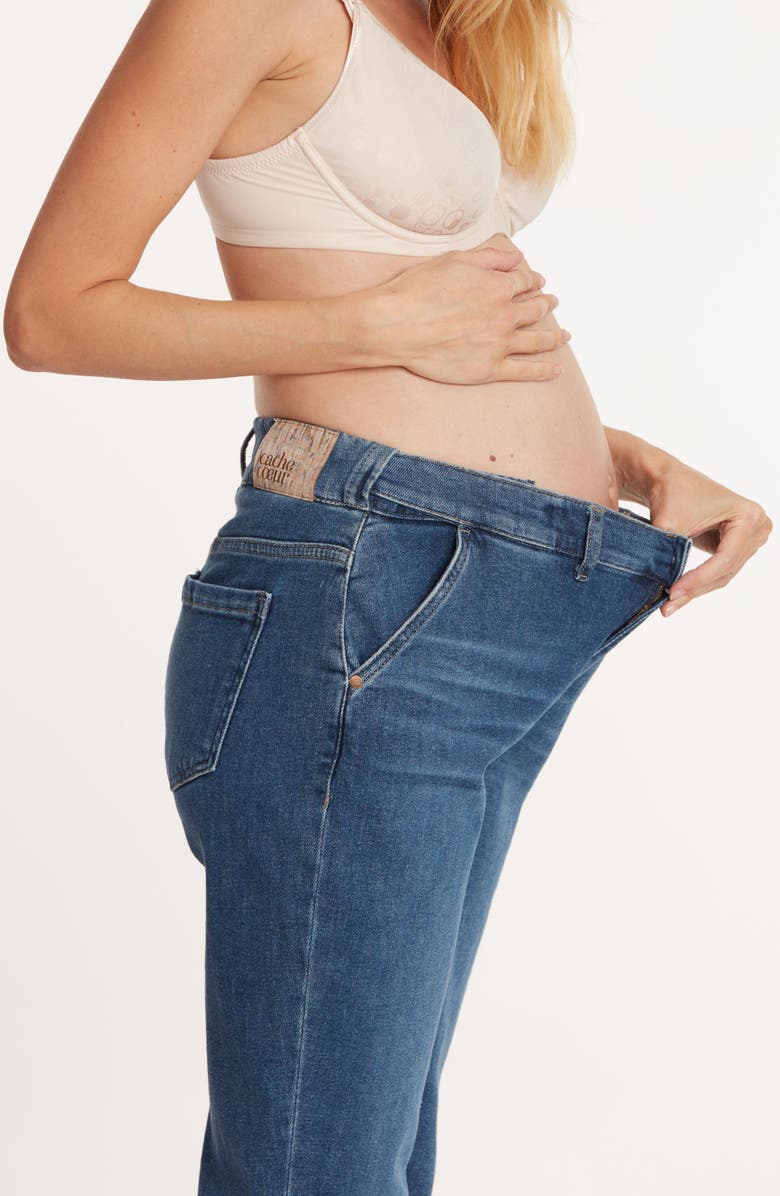 Cache Coeur Carrie Mom fit maternity and post partum jeans, Alternate, color, Mid Blue Used