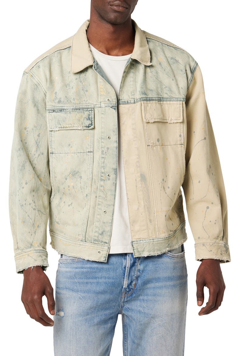Boxy Denim Trucker Jacket, Main, color, TAN ACID