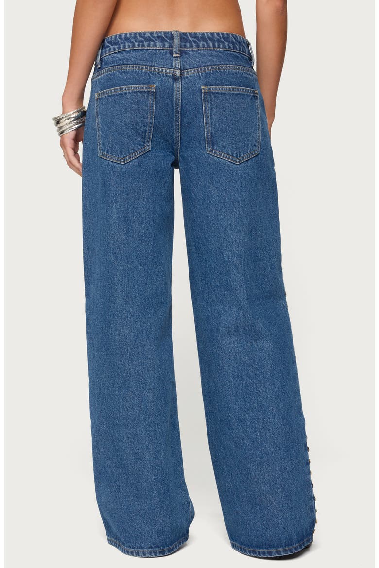 Iridescent Button Low Rise Wide Leg Jeans, Alternate, color, BLUE-WASHED