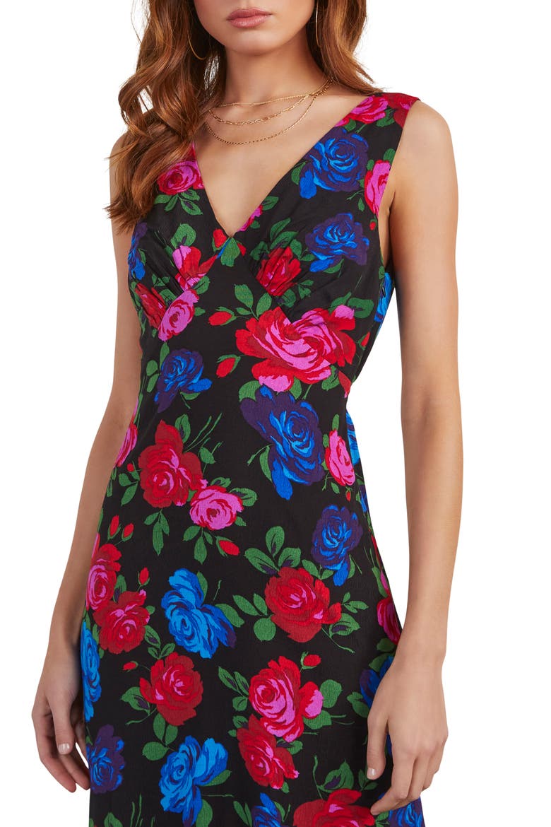Robbie Floral Sleeveless Satin Midi Dress, Alternate, color, MULTI