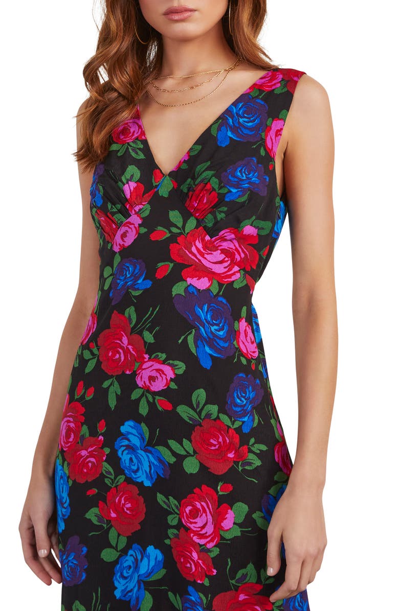 VICI Collection Robbie Floral Sleeveless Satin Midi Dress, Alternate, color, 