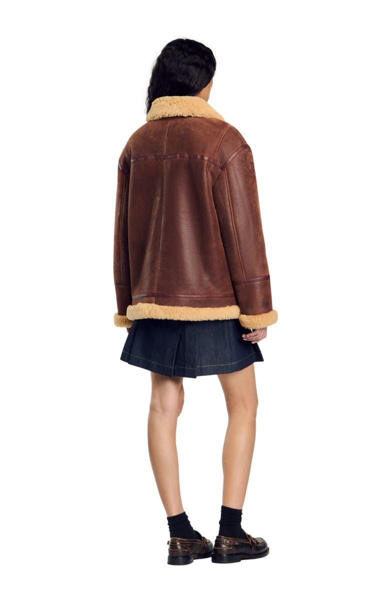 SANDRO Shearling jacket, Alternate, color, 