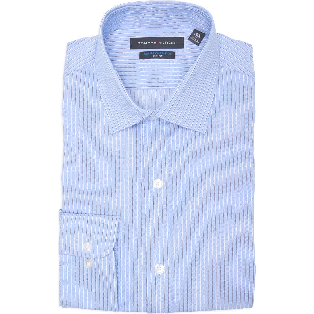 Tommy Hilfiger Slim Fit All-season Stretch Dress Shirt In Blue Mist