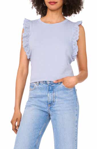 Two by Vince Camuto Ruffle Eyelet Tank Top