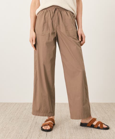 Organic Cotton Stretch Poplin Wide Leg Pant