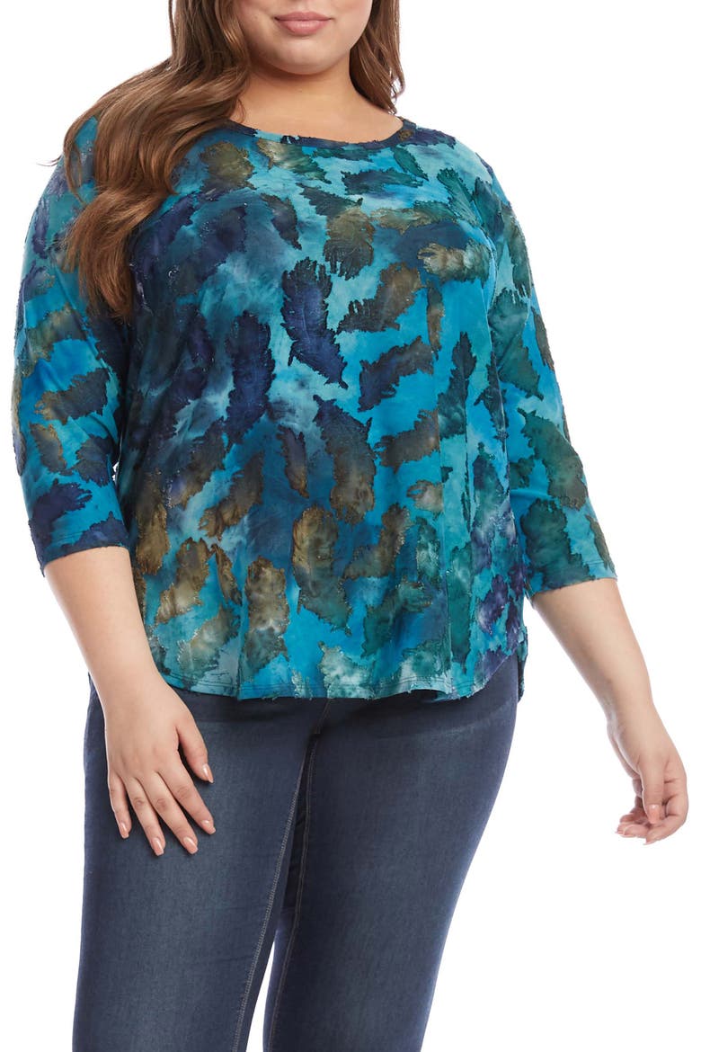 Tie Dye Burnout Shirttail Top, Main, color, T/ D
