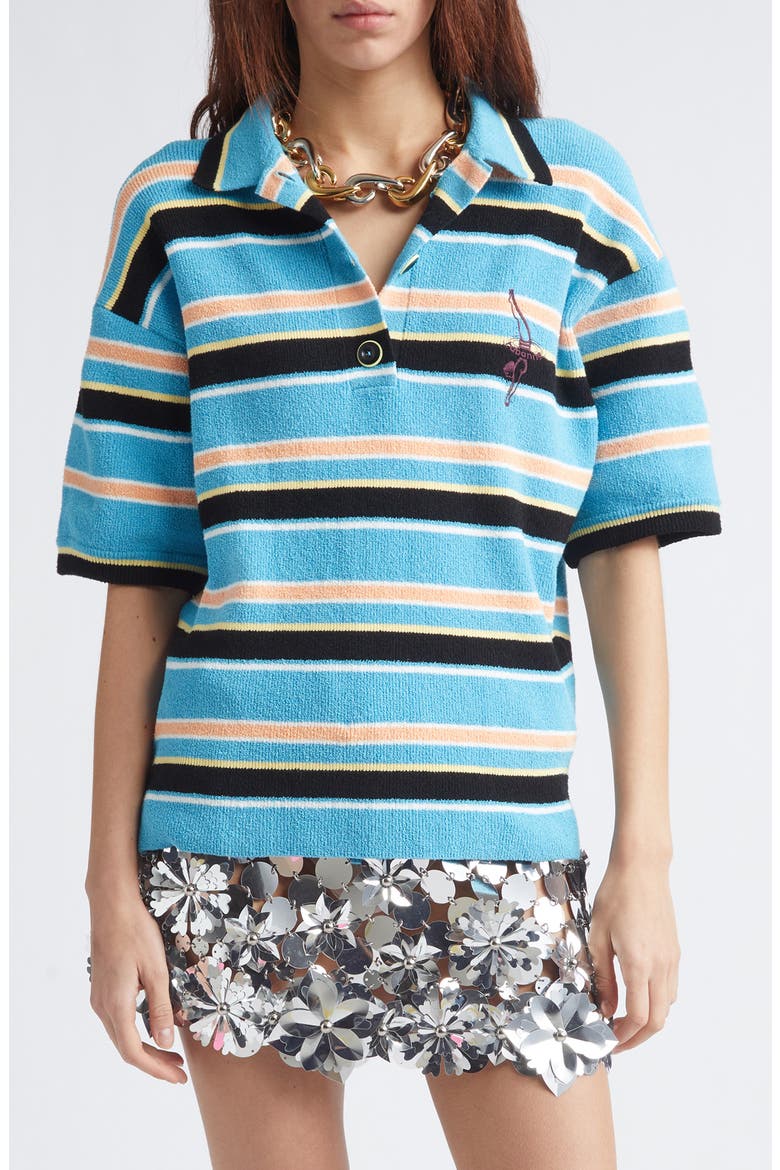 Stripe Terry Cloth Polo, Main, color, RAYURES EPONGE BLEU/ NOIR