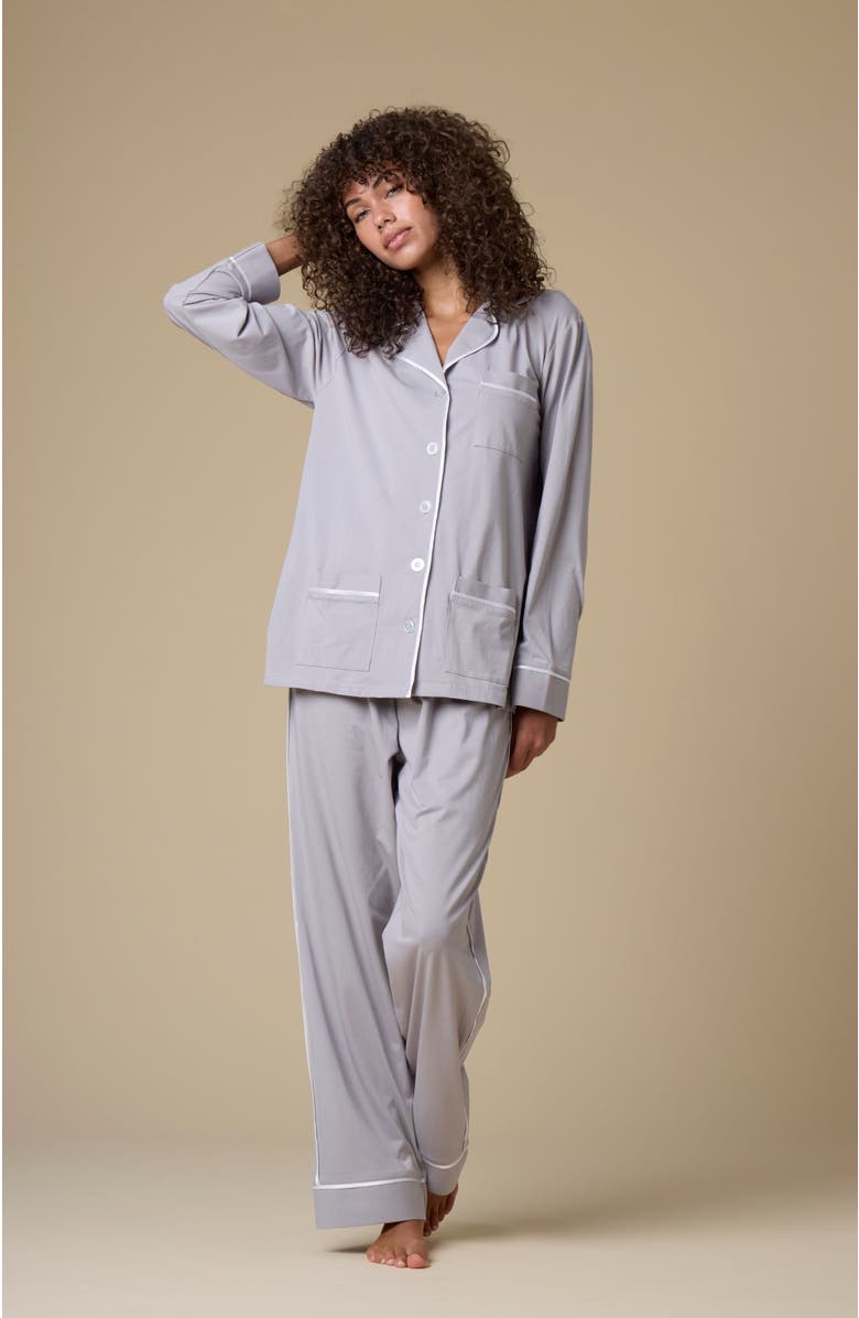 KIP Luxe Stretch Cotton Pajama Set, Main, color, Haze