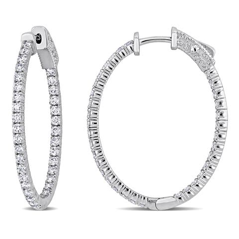 1-3/4 CTW Diamond Hoop Earrings 14k Gold