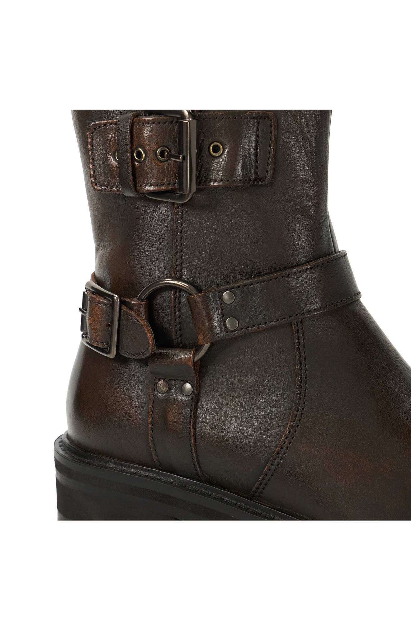 Dune London Piton Moto Bootie, Alternate, color, Chocolate