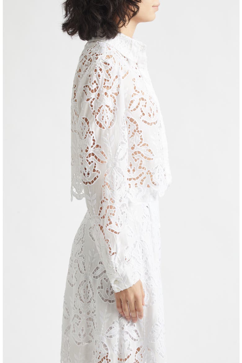 Jilly Floral Embroidery Crop Shirt, Alternate, color, OPTIC