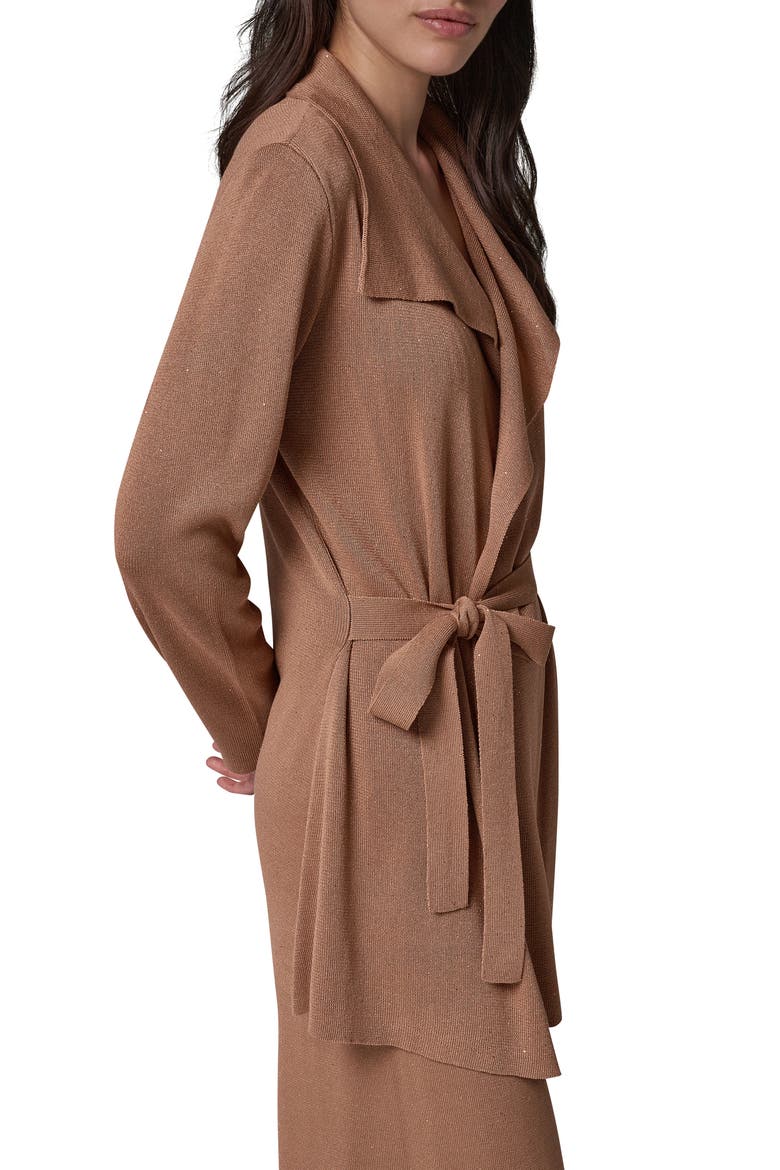 Metallic Belted Cardigan, Alternate, color, CAMEL