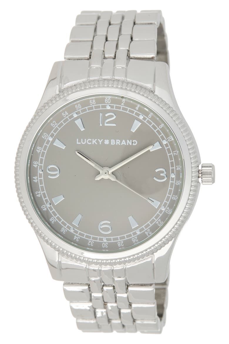 Round Bracelet Watch, 43mm, Main, color, SILVER/ BROWN
