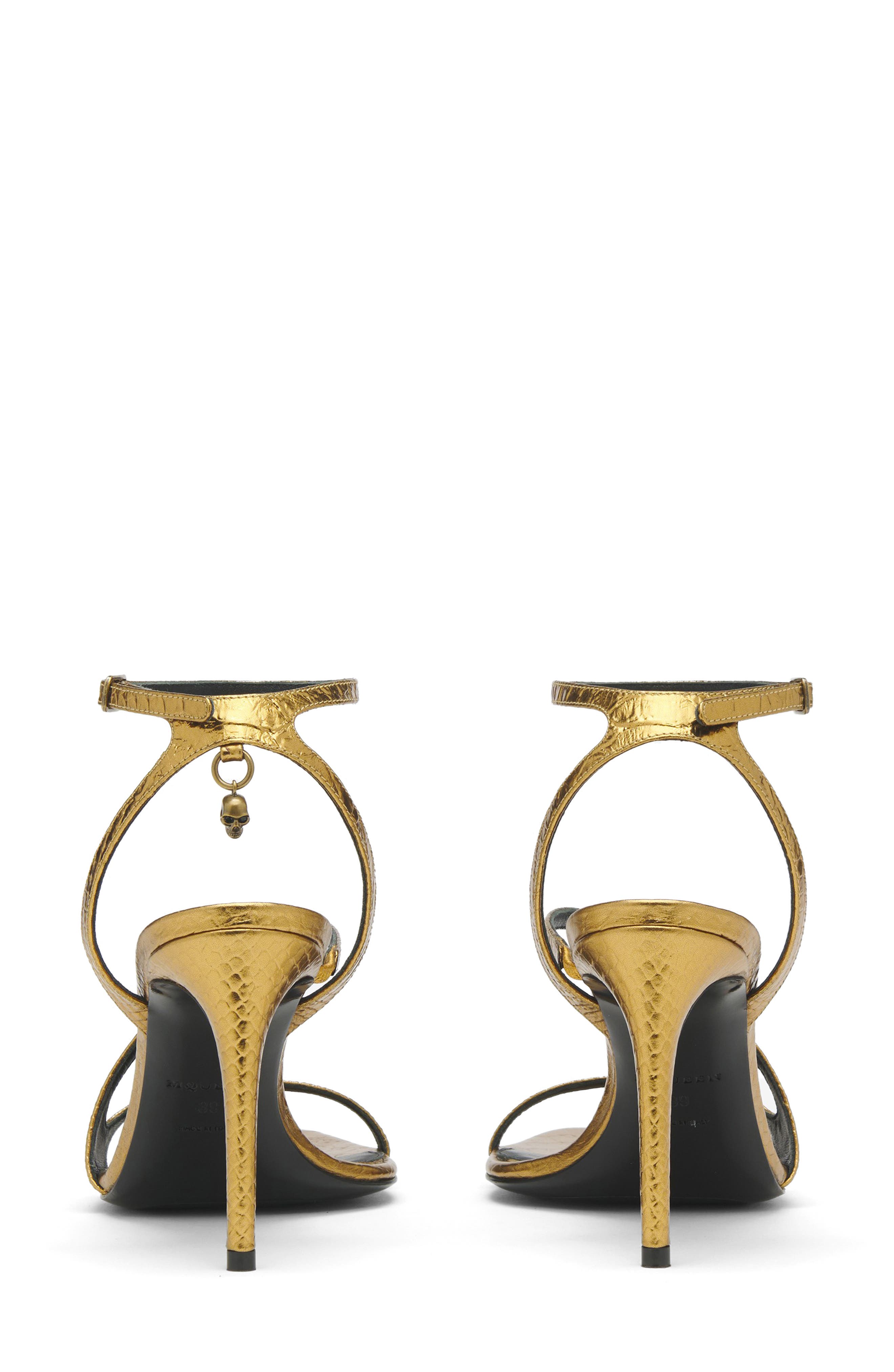 Skull Ankle Strap Sandal, Alternate, color, BRONZE