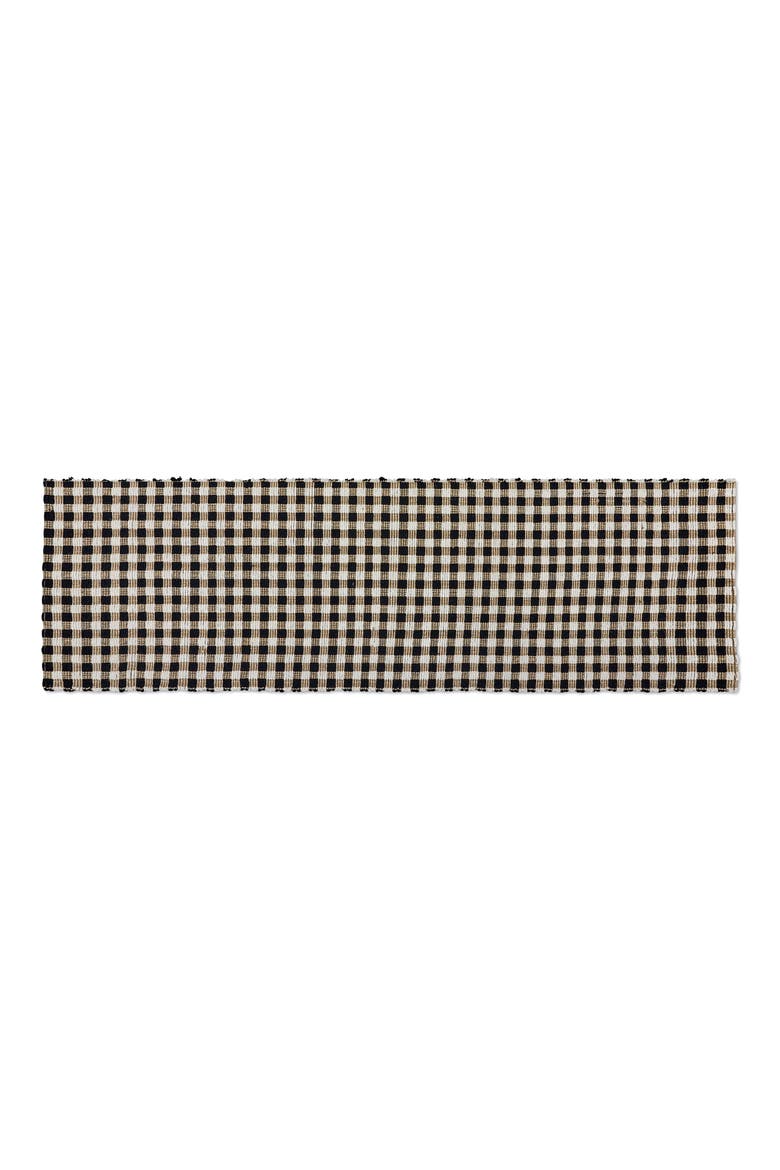 Natural Black & White Checked Runner, Main, color, BEIGE
