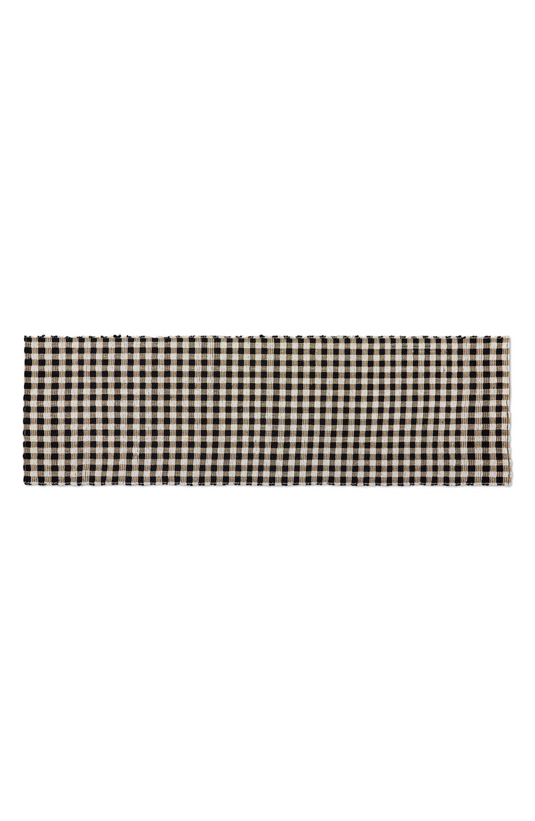 MACKENZIE CHILDS Natural Black & White Checked Runner, Main, color, Beige