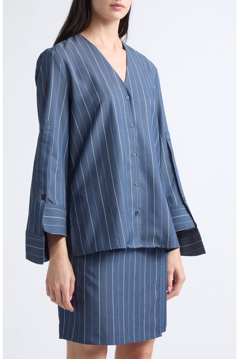Striped V-Neck Top, Alternate, color, STRIPED BLUE