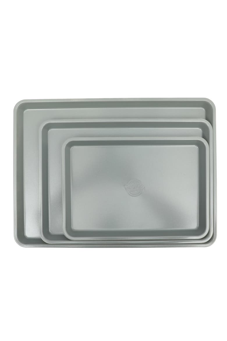 Bake Sale 3-Piece Nonstick Carbon Steel Cookie Sheet Set, Main, color, Linen/Grey