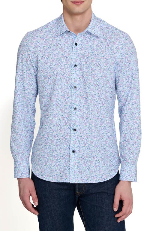 Construct Slim Fit Budding Floral Performance Long Sleeve Shirt In Purple