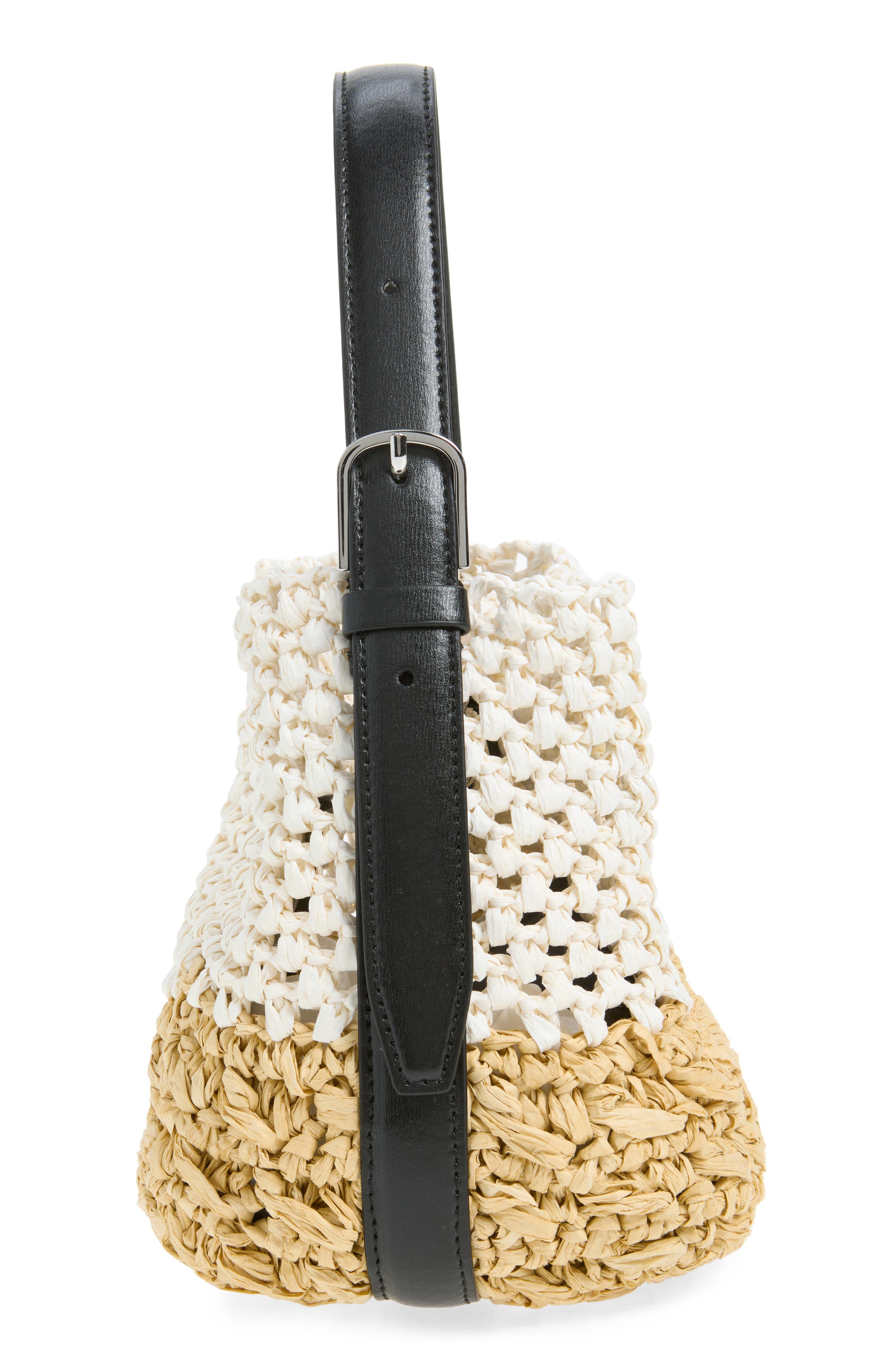 TOTEME Small Belted Paper Straw Tote, Alternate, color, Ecru/ Vanilla
