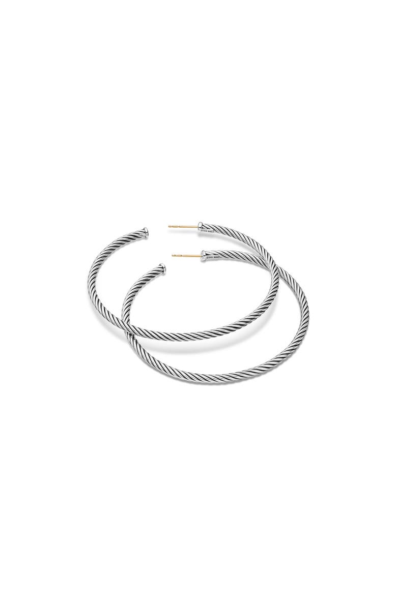 David Yurman Sculpted Cable Hoop Earrings, Alternate, color, Silver