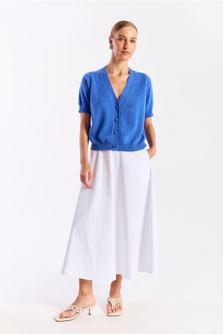 Short Sleeve 100% Cashmere Cardigan, Alternate, color, Carolina