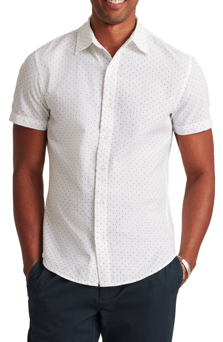 Bonobos Riviera Slim Fit Dot Short Sleeve Button-Up Shirt, Main, color, 
