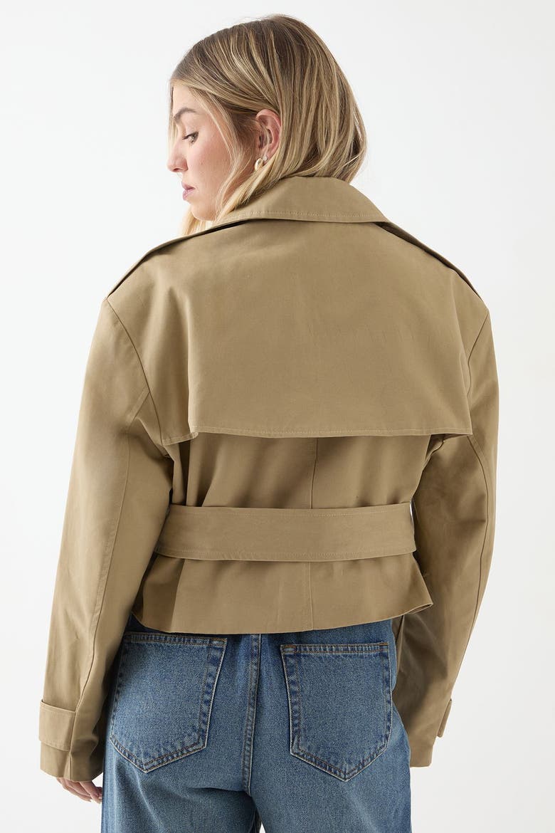 Tailored Cropped Trench Coat, Alternate, color, Stone