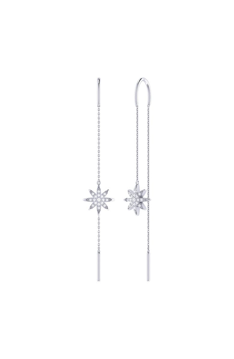 LuvMyJewelry Twinkle Star Tack-In Sterling Silver Diamond Drop Earring, Main, color, 
