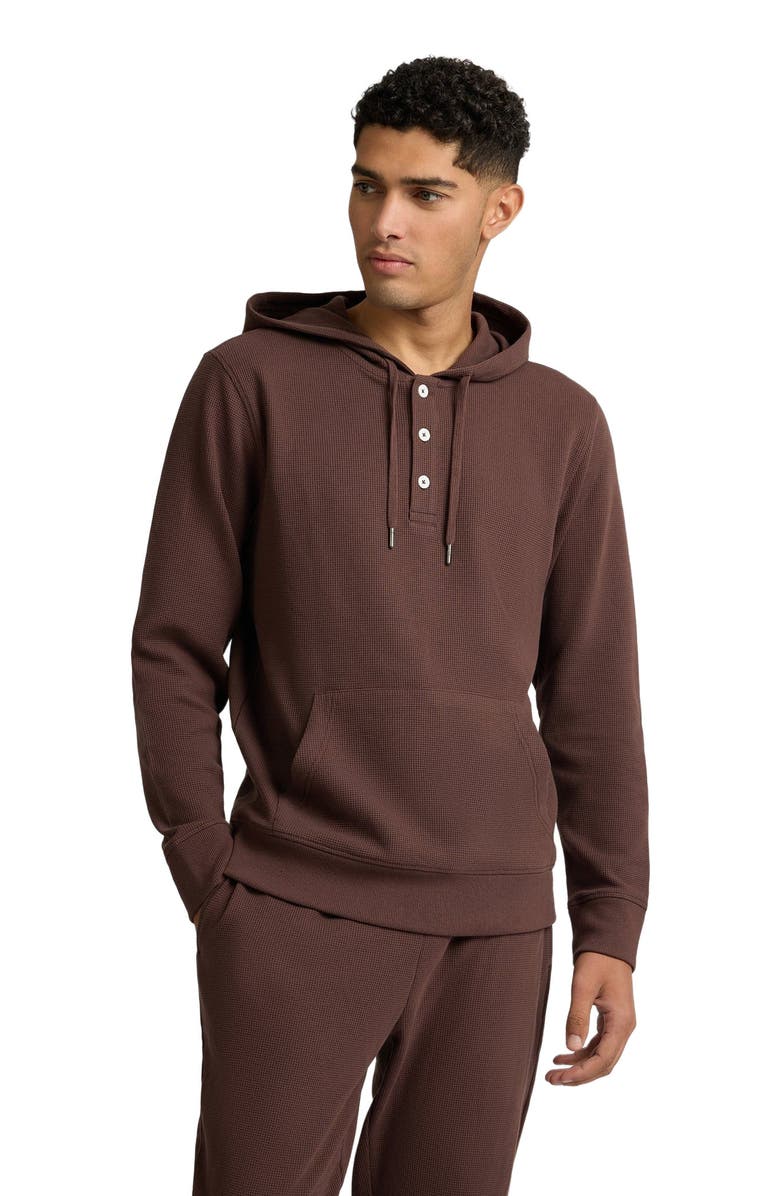 Onia Heavyweight Cotton Waffle Hoodie, Alternate, color, Java