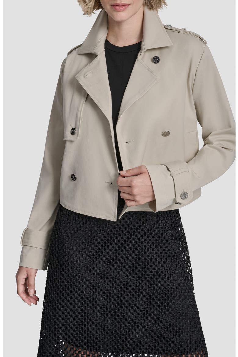 Crop Trench Coat, Alternate, color, ECRU