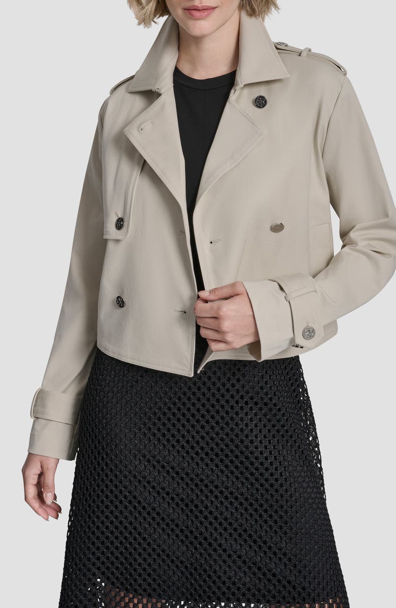 DKNY Crop Trench Coat, Alternate, color, Ecru