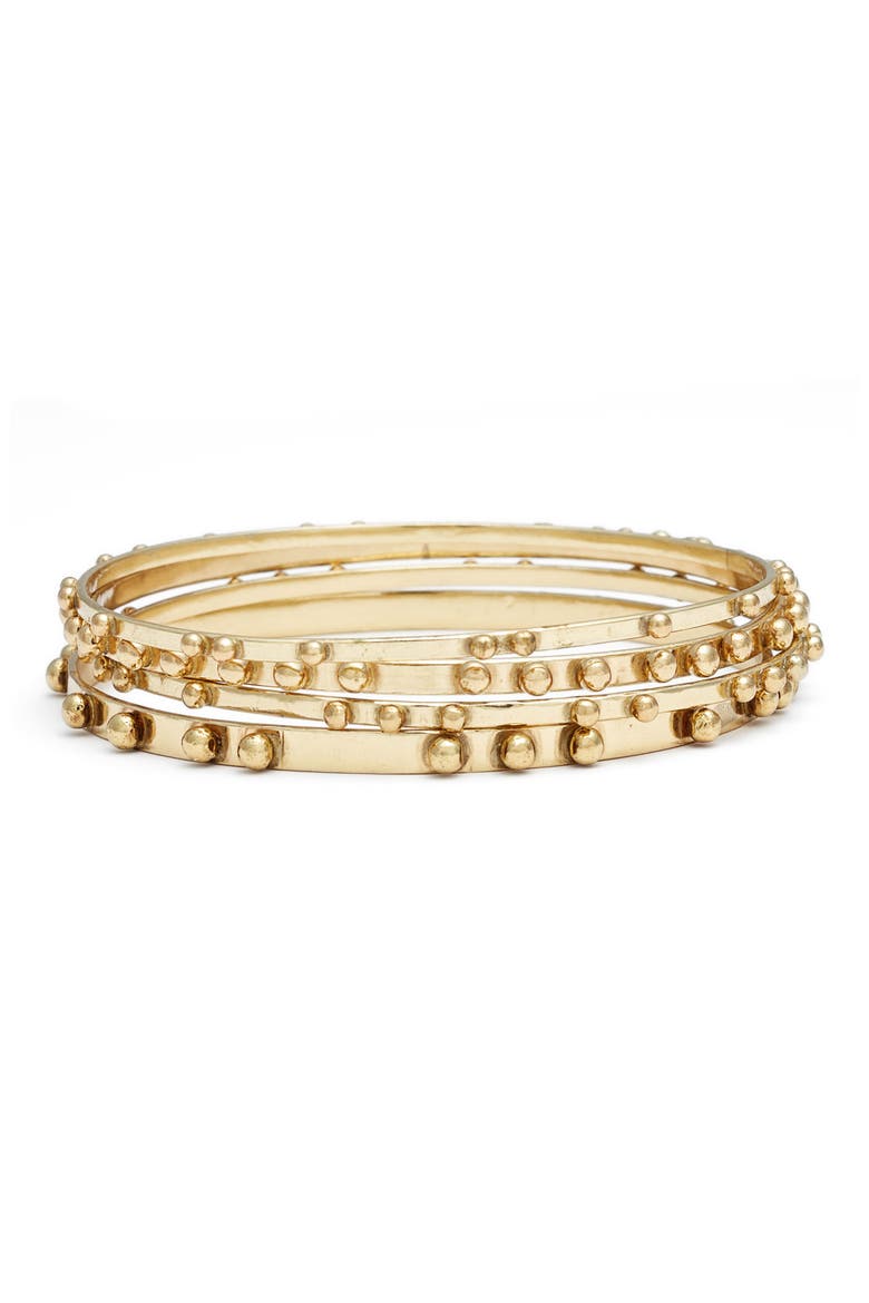 Dot Set of 4 Bangles, Main, color, GOLD
