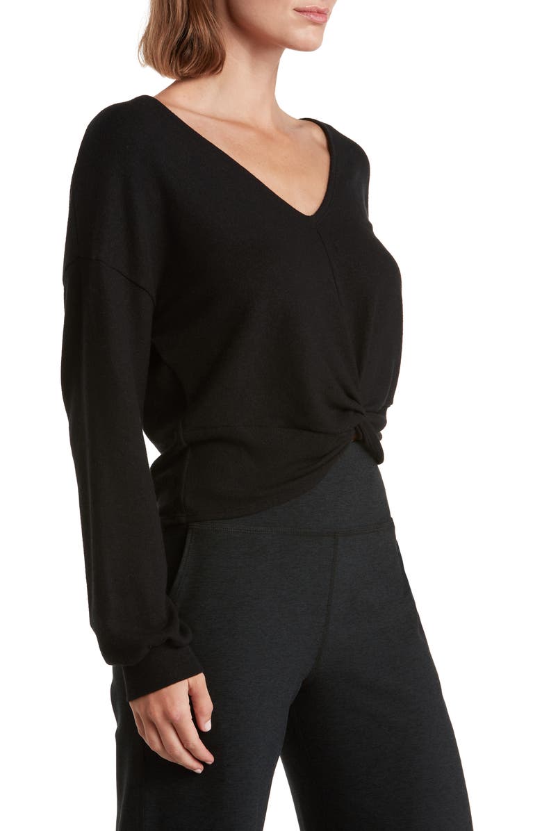 Beyond Yoga Twist Up Reversible Pullover Sweater, Alternate, color, Black