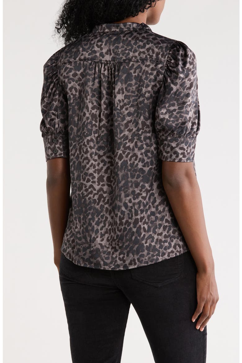 Puff Sleeve Button-Up Shirt, Alternate, color, DISGUISE BLACK