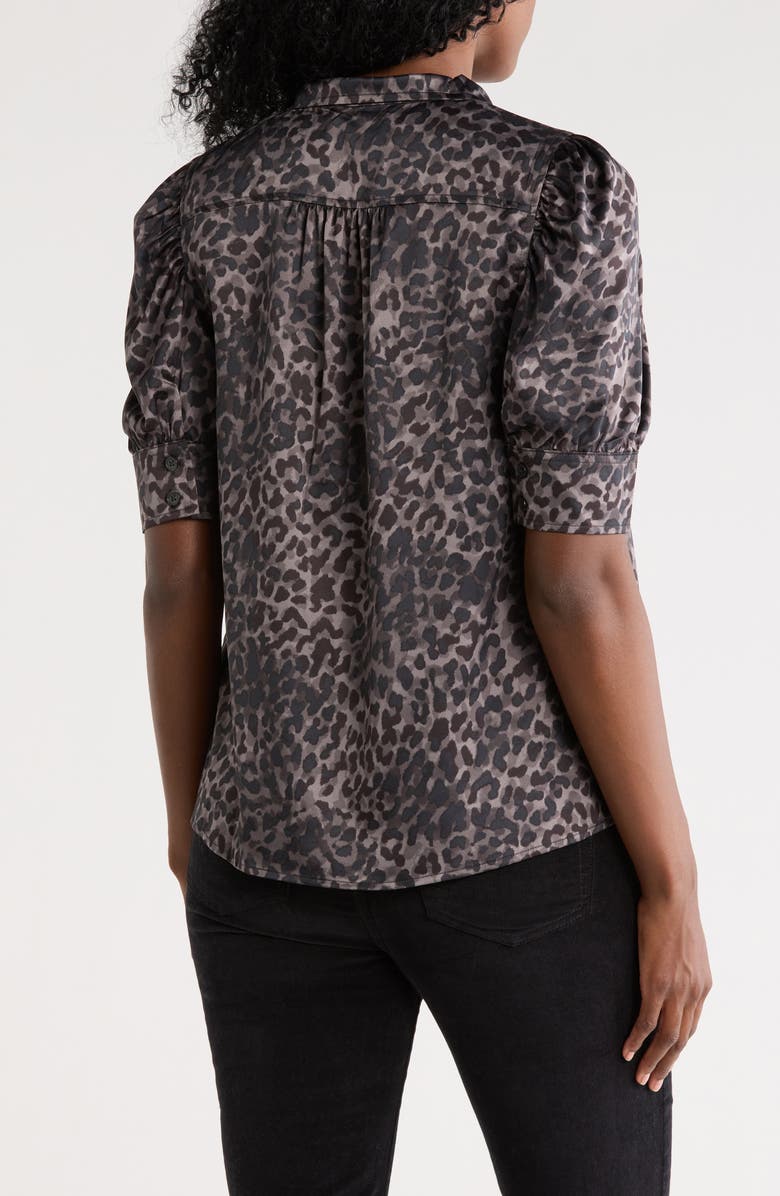 DKNY Jeans Puff Sleeve Button-Up Shirt, Alternate, color, Disguise Black