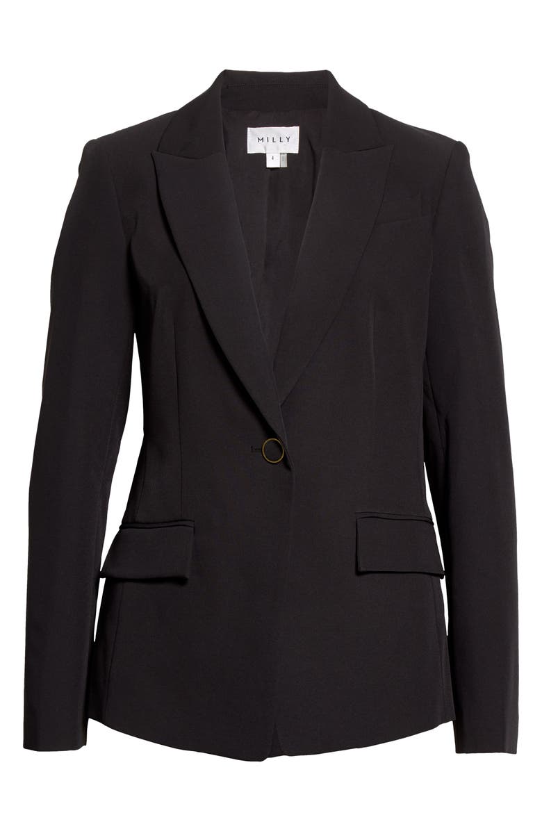 Milly Cady Avery One-Button Blazer, Alternate, color, Black