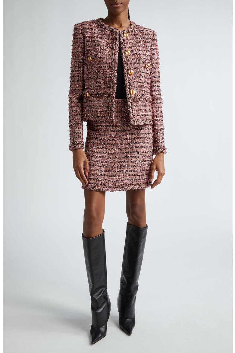 Metallic Eyelash Tweed Jacket, Alternate, color, NPPM NAPA PINK MULTI