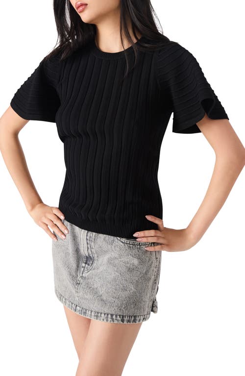 Steve Madden Allie Short Sleeve Rib Sweater In Black