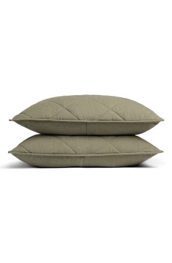 Parachute Set Of 2 Quilted Flannel Pillow Shams In Green