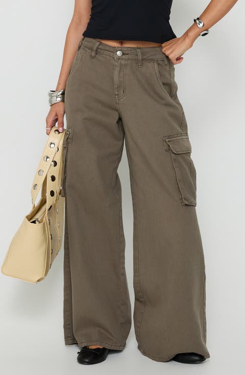 Hudsen Low Rise Wide Leg Cargo Pants