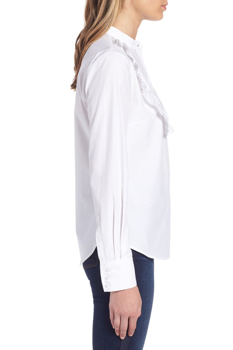 Ruffle Trim Top, Alternate, color, WHITE