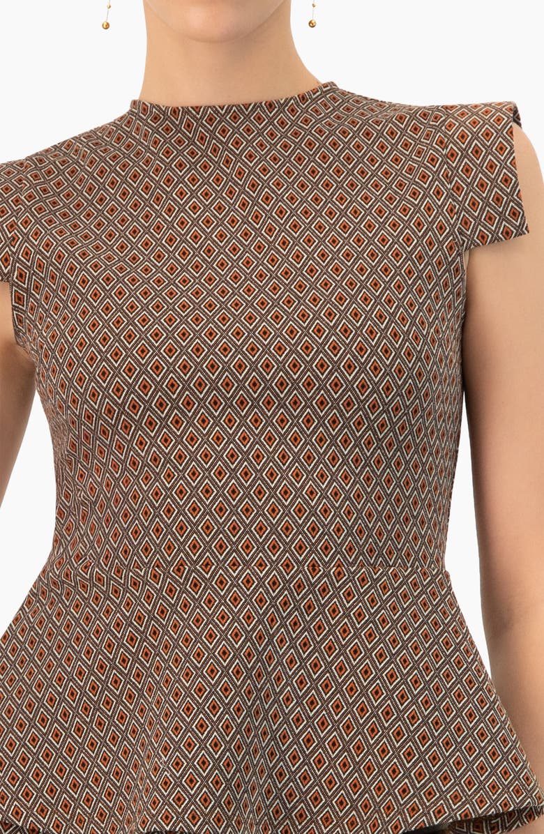IVONNE Geometric Peplum Blouse, Alternate, color, Brown
