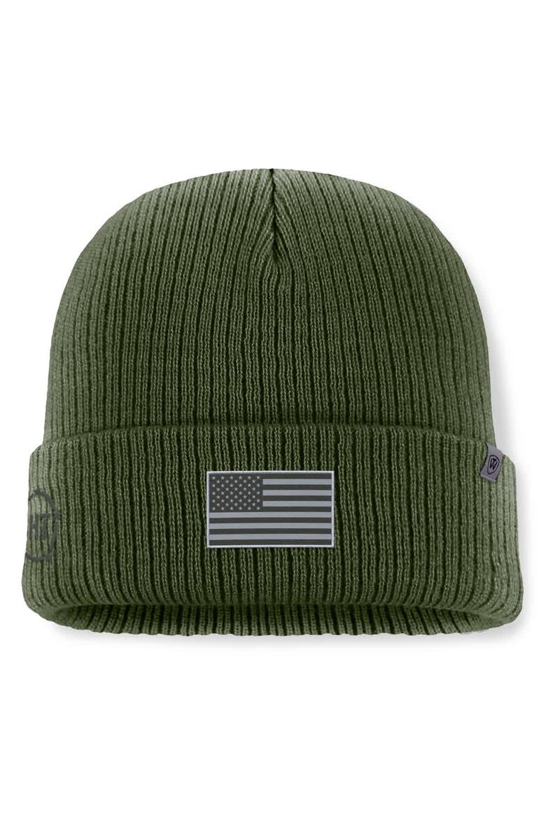 TOP OF THE WORLD Men's Top of the World Green Minnesota Golden Gophers OHT Military Appreciation Badge Cuffed Knit Hat, Alternate, color, Green