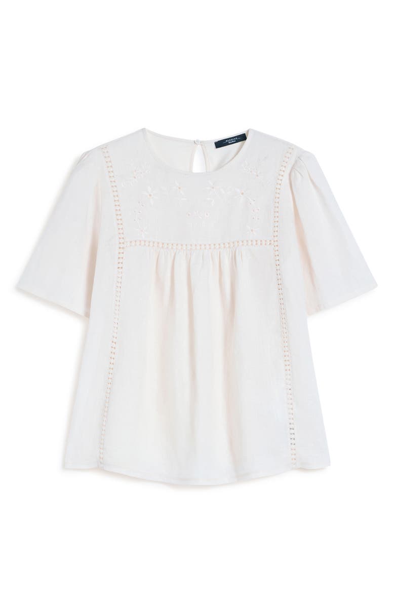 Weekend Max Mara Bacino Embroidery Top, Alternate, color, Ecru