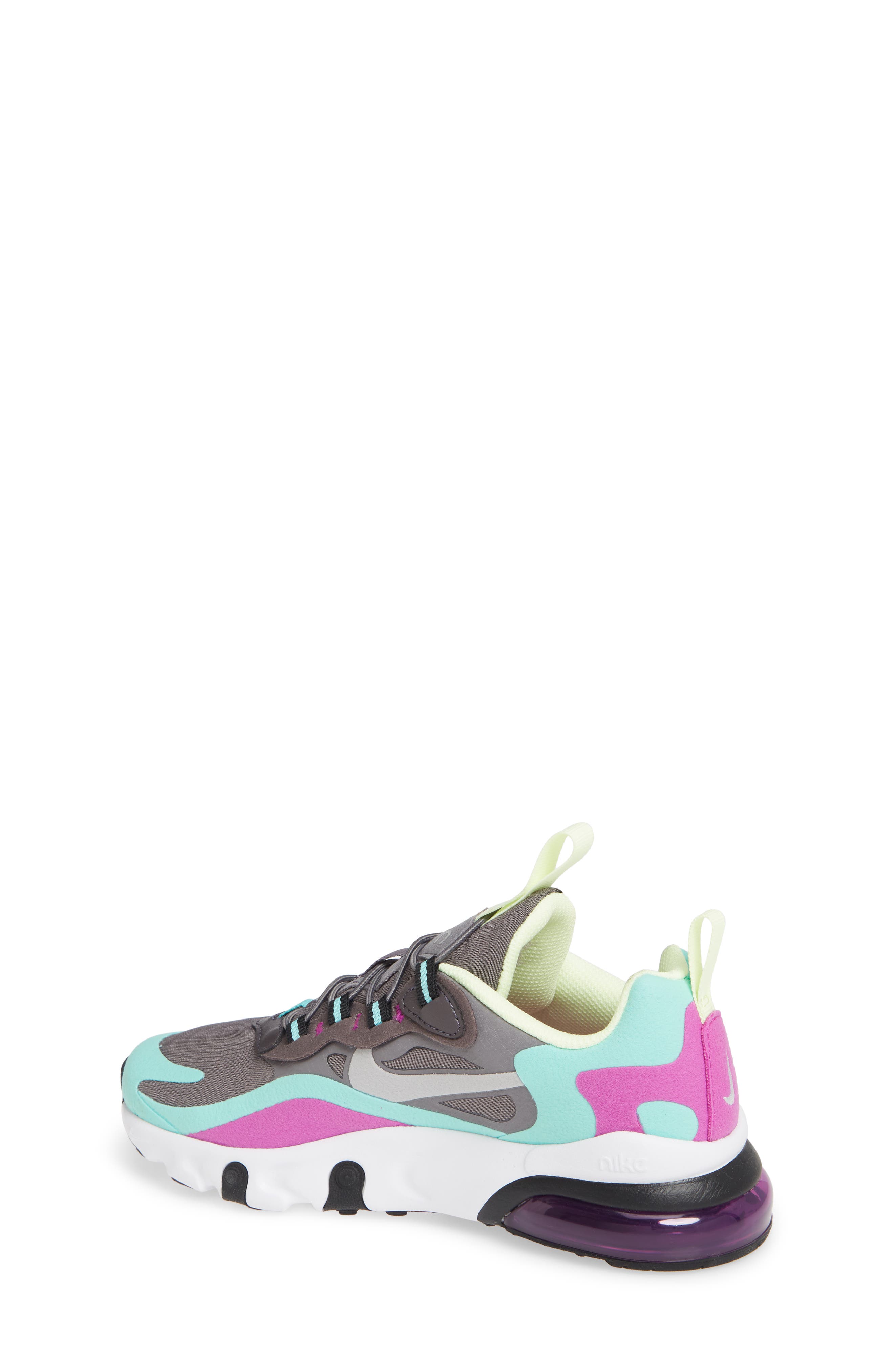 Air Max 270 React Sneaker, Alternate, color, GUNSMOKE/ SILVER/ GREEN