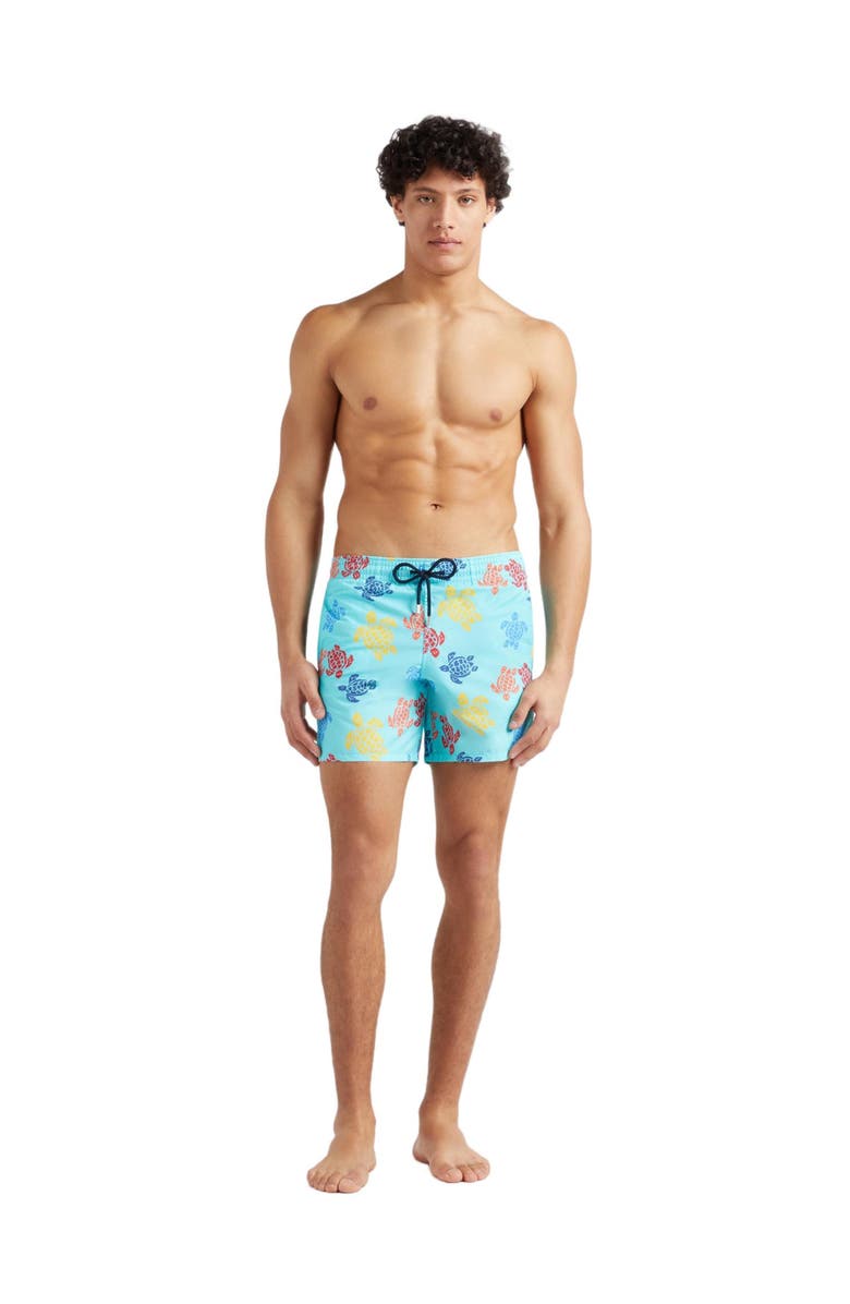 Vilebrequin Men's Ronde Des Tortues Tricot Swim Shorts, Main, color, Bleu Lazuli