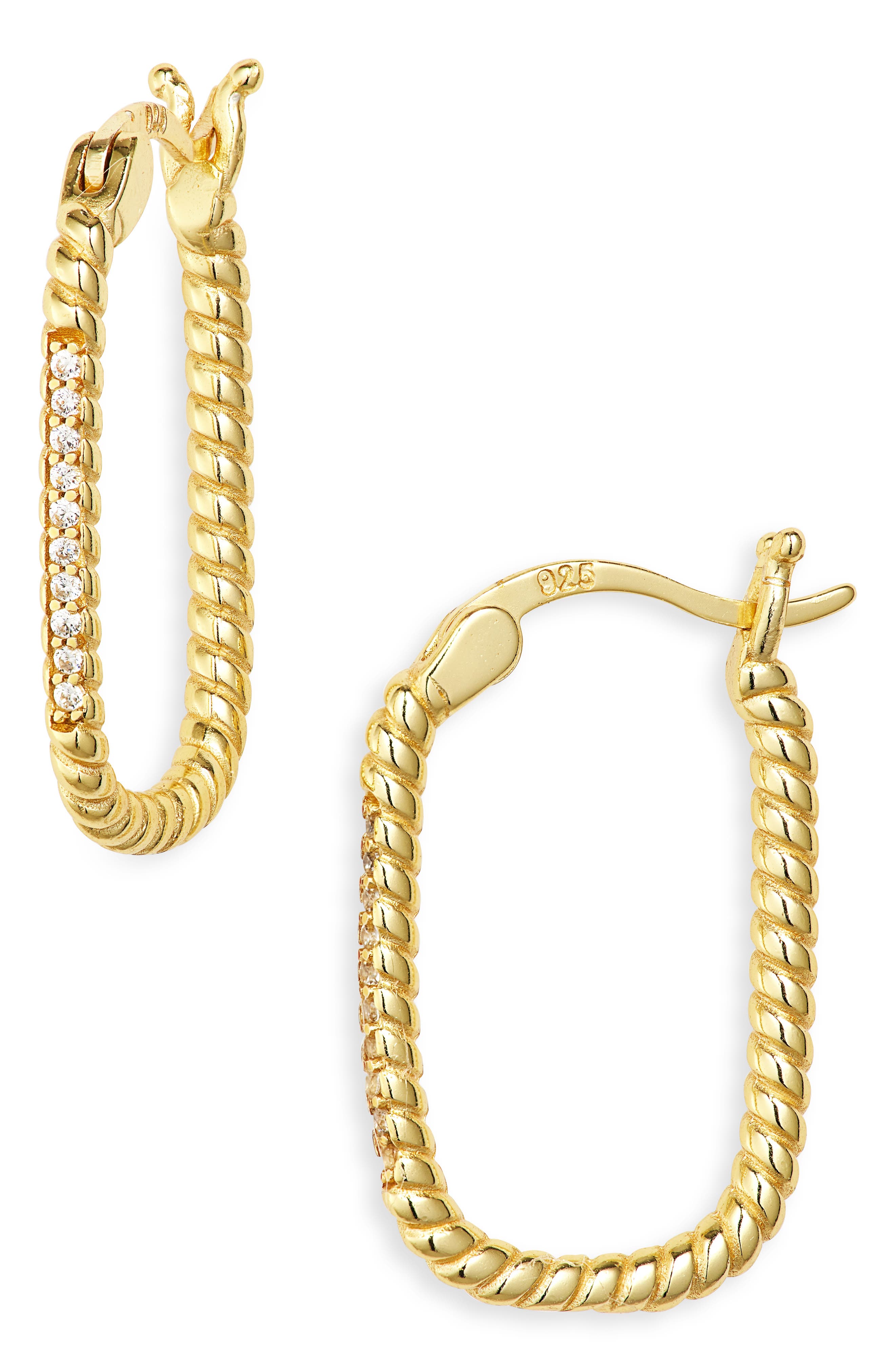 ARGENTO VIVO Cubic Zirconia Oval Rope Hoop Earrings