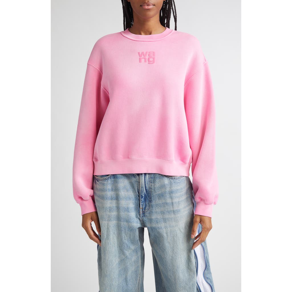 Alexander Wang Puff Logo Sweatshirt In Structured Terry Clothing In Pink